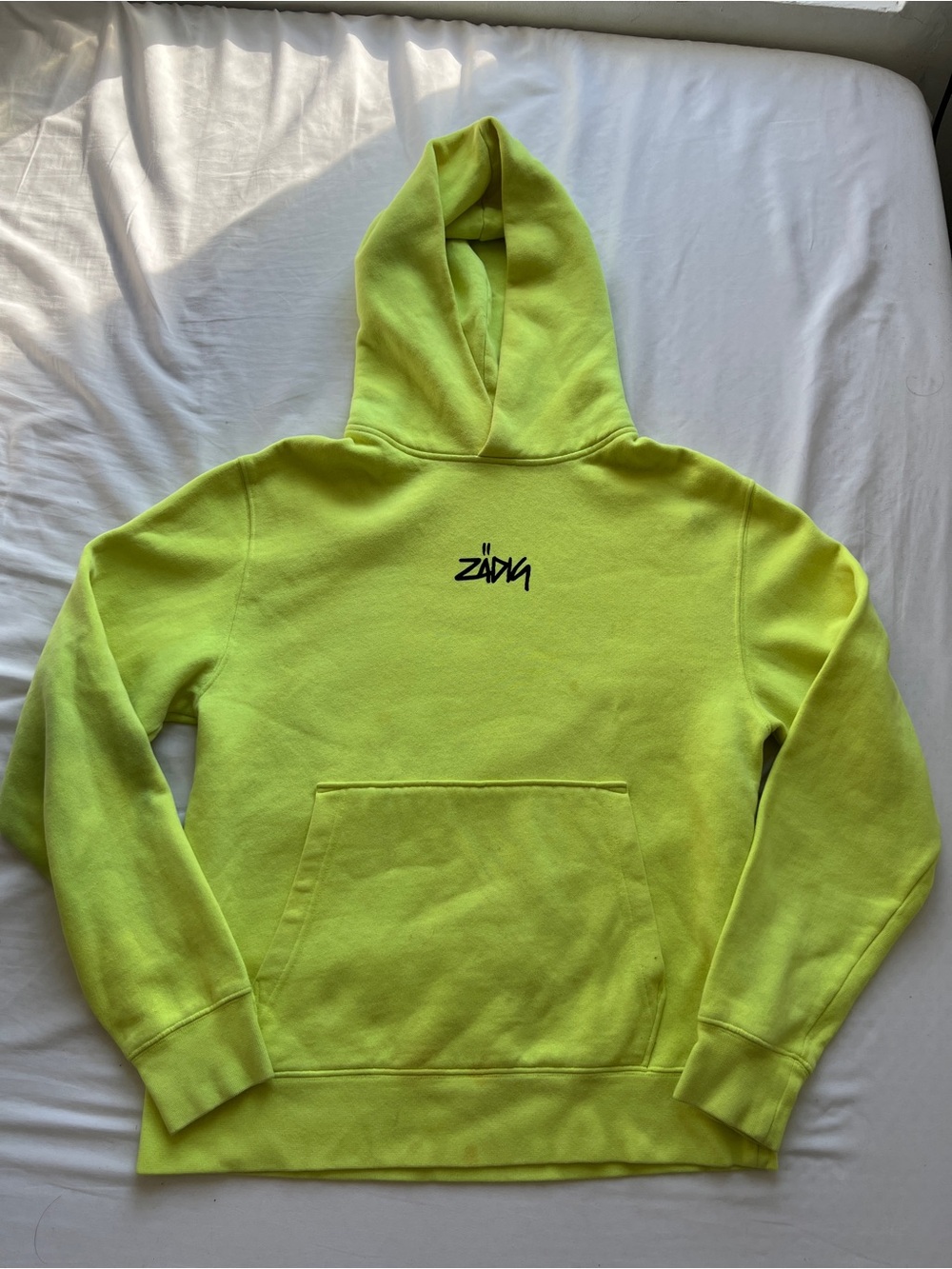 Zadig And Voltaire Mens Sanchi Photoprint Hoodie Sweats Happy XS Neon Green Used